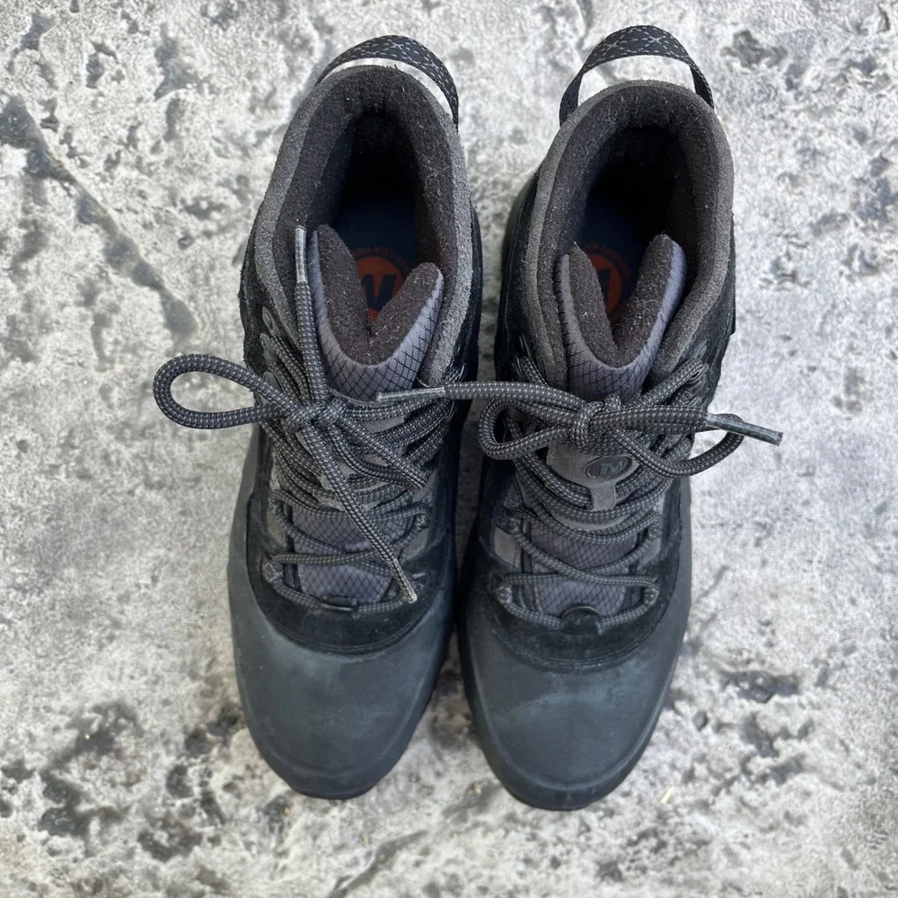 Merrell Mens Ice Jam Waterproof Black Suede Winter Hiking Boots J15031 Size 10.5